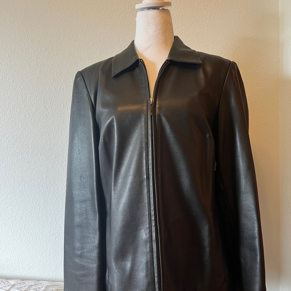 Talbots black leather jacket